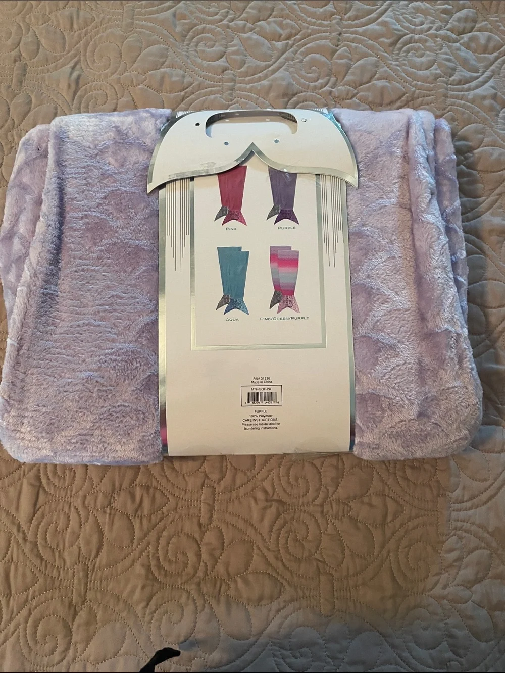 Posh Home Purple Sequin Mermaid Tail Throw